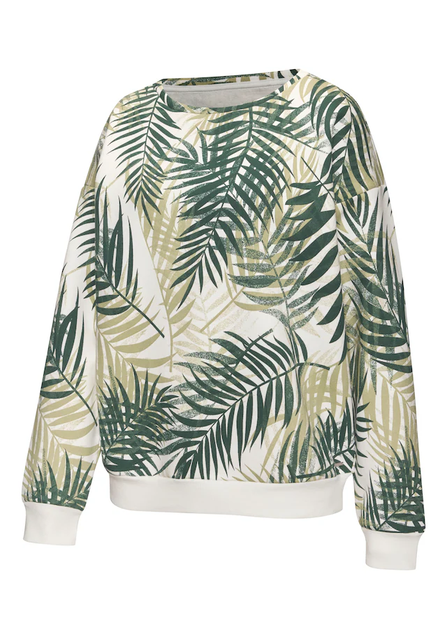 LASCANA Sweater , Loungeshirt mit Allover-Blätterdruck, Loungewear