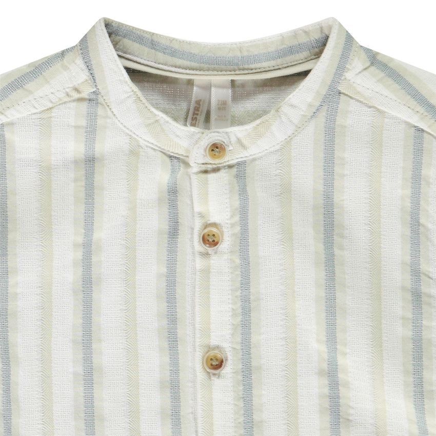 Chemise manches courtes et col mao rayée pour bébé garçon - Blanc