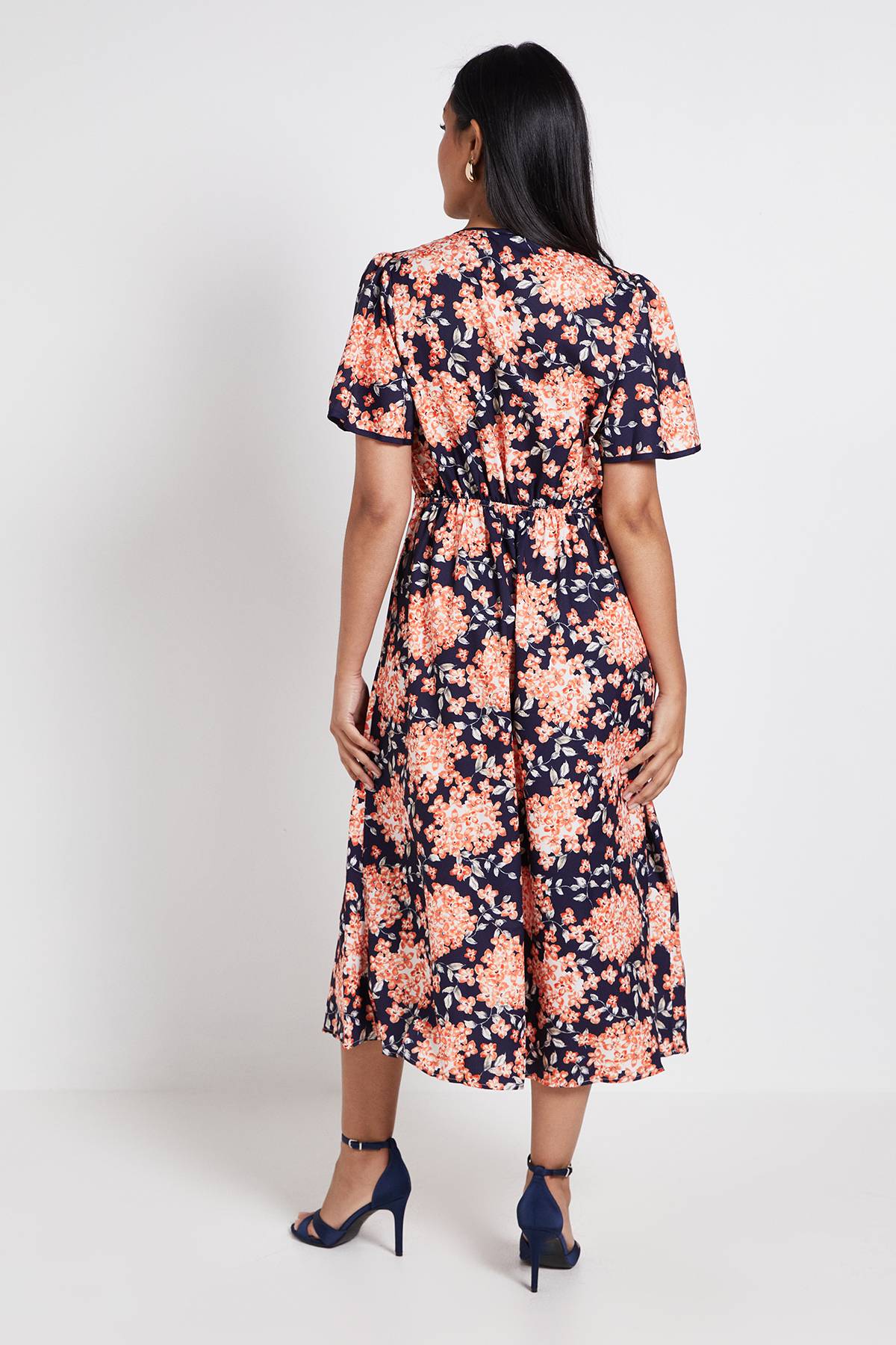 Wallis Robe Midi (s) Petite À Manches Évasées Et Fermeture Éclair