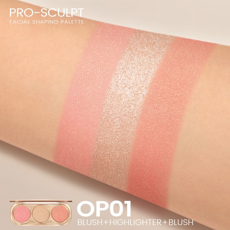 FOCALLURE - 3-in-1 highlight- en blusherpalet - 4 kleuren