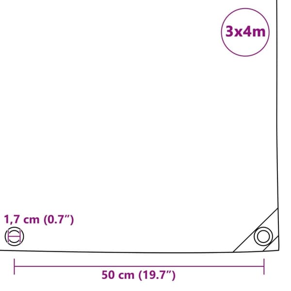 vidaXL Presenning 650 g/m² 3x4 m hvit