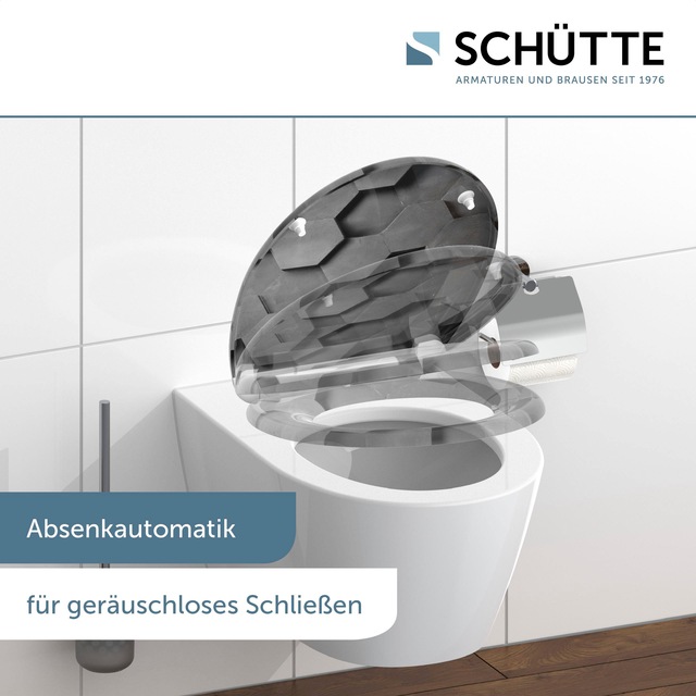Schütte WC-Sitz »Grey Hexagons« Duroplast, mit Absenkautomatik und Schnellverschluss