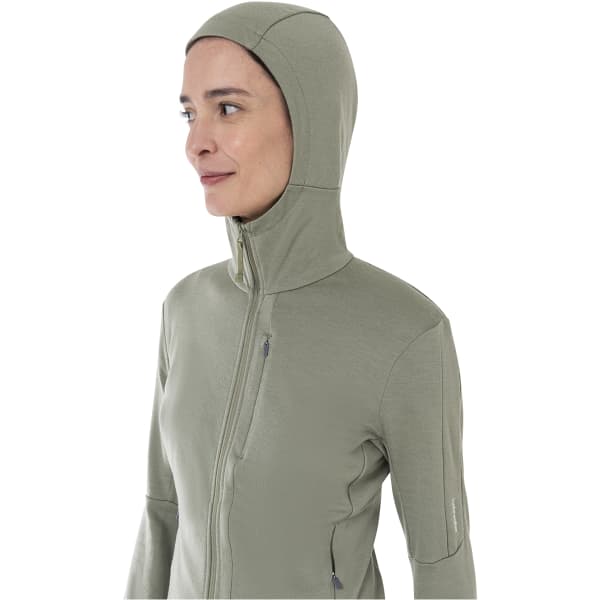 Veste polaire randonnée ICEBREAKER W MERINO 260 QUANTUM IV LS ZIP HOODIE LICHEN