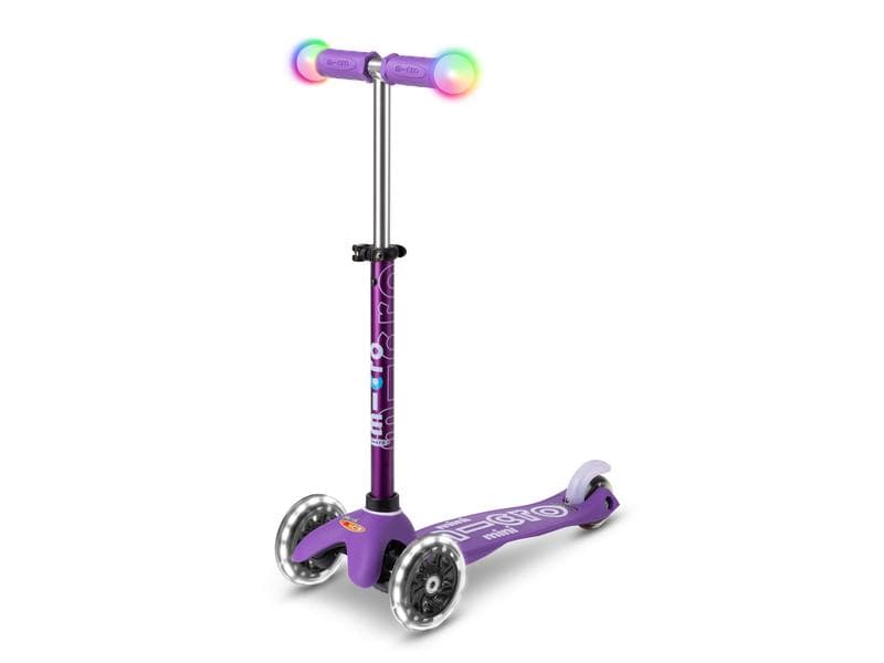 Micro Mobility Kickboard Mini Deluxe Magic Purple, LED Magischer Fahrspass auf drei Rädern – Violett