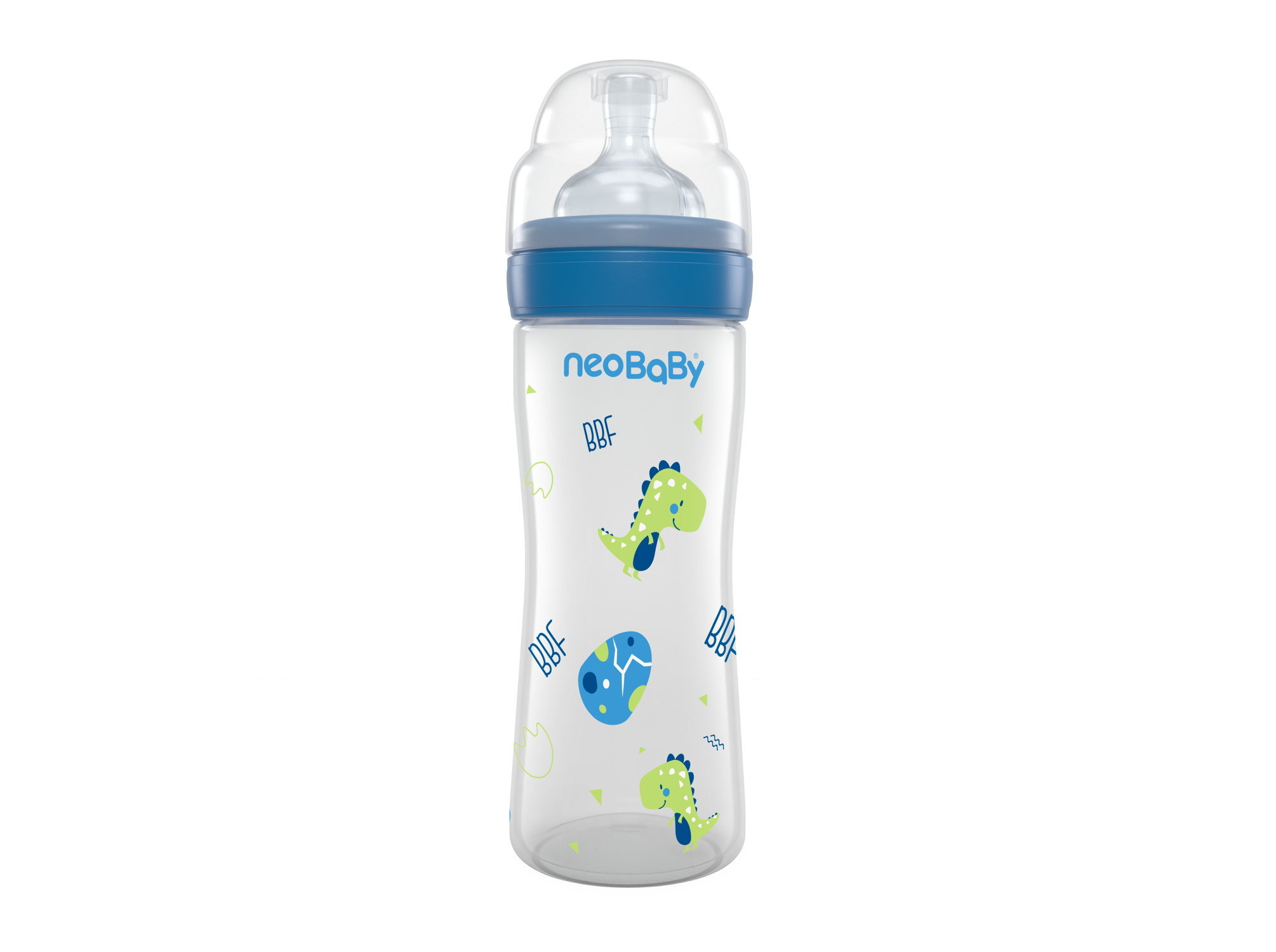 BIBERÃO COM TETINA EM SILICONE NEO BABY AZUL PP 250ML