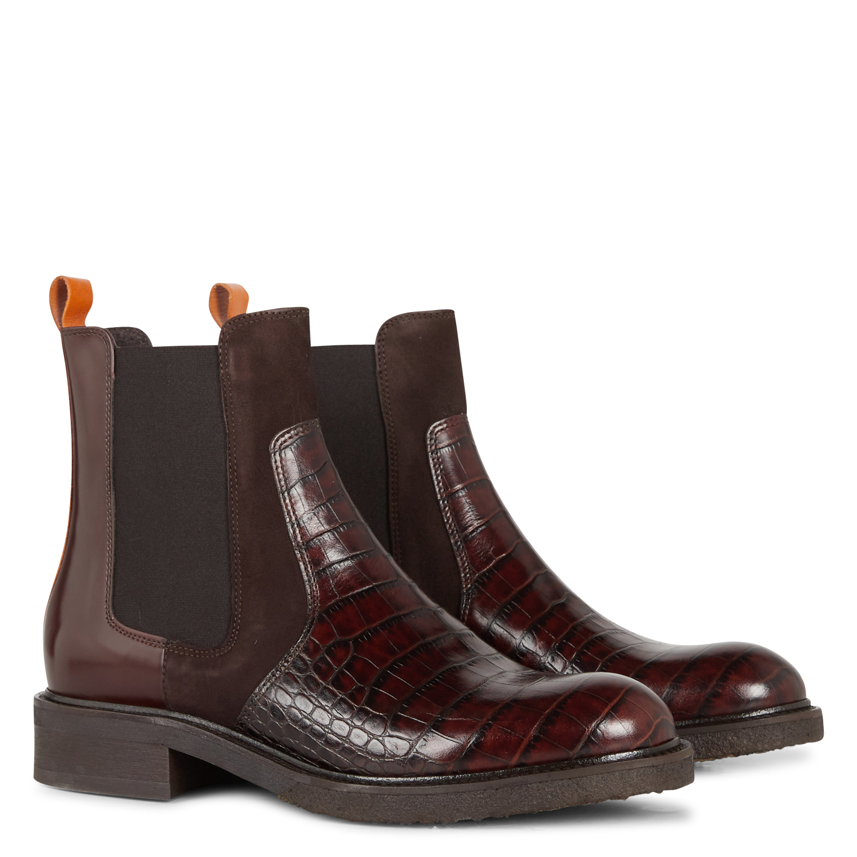 A1340 - Bottines plates en cuir | Marron