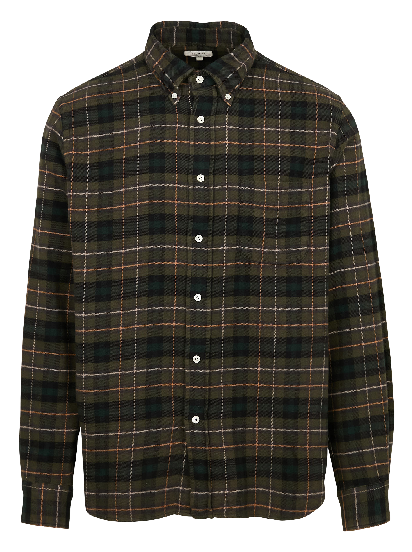 PITT - Chemise col classique droite en coton imprimé | Vert