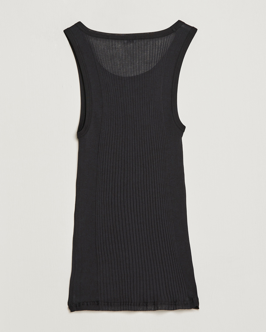 Zimmerli of Switzerland Ribbed Mercerized Cotton Tank Top Black