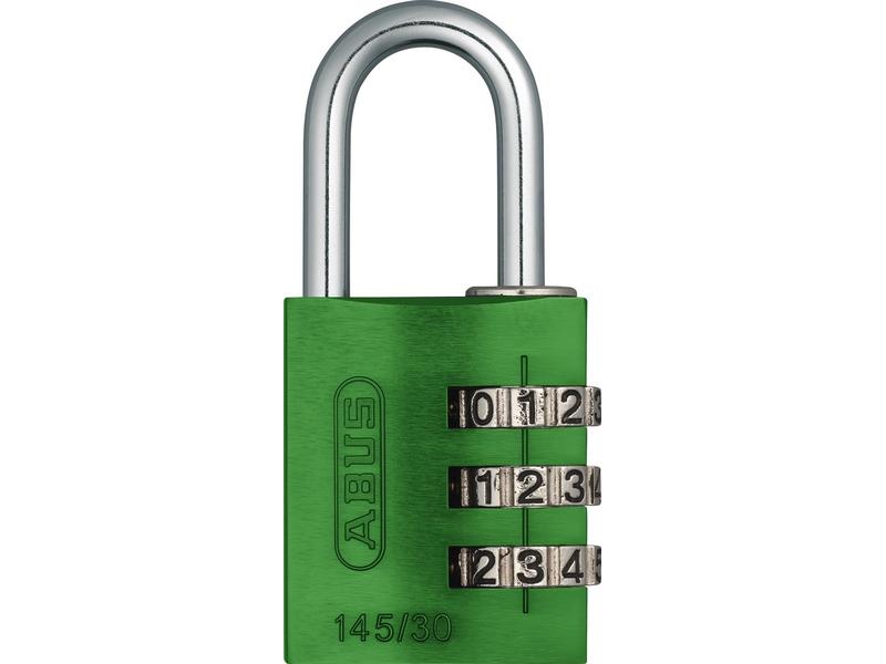 Abus Zahlenschloss 145/30 Lock-Tag Grün Aluminium Vorhangschloss mit einstellbarem Zahlencode