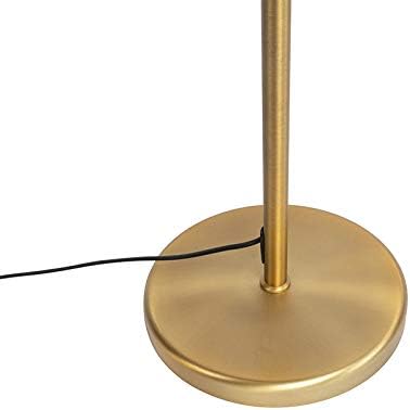 Qazqa - Modern Stehlampe Bronze mit weißem Schirm und verstellbarem Arm - Ladas Deluxe I Wohnzimmer I Schlafzimmer - Textil Rund - LED geeignet E27