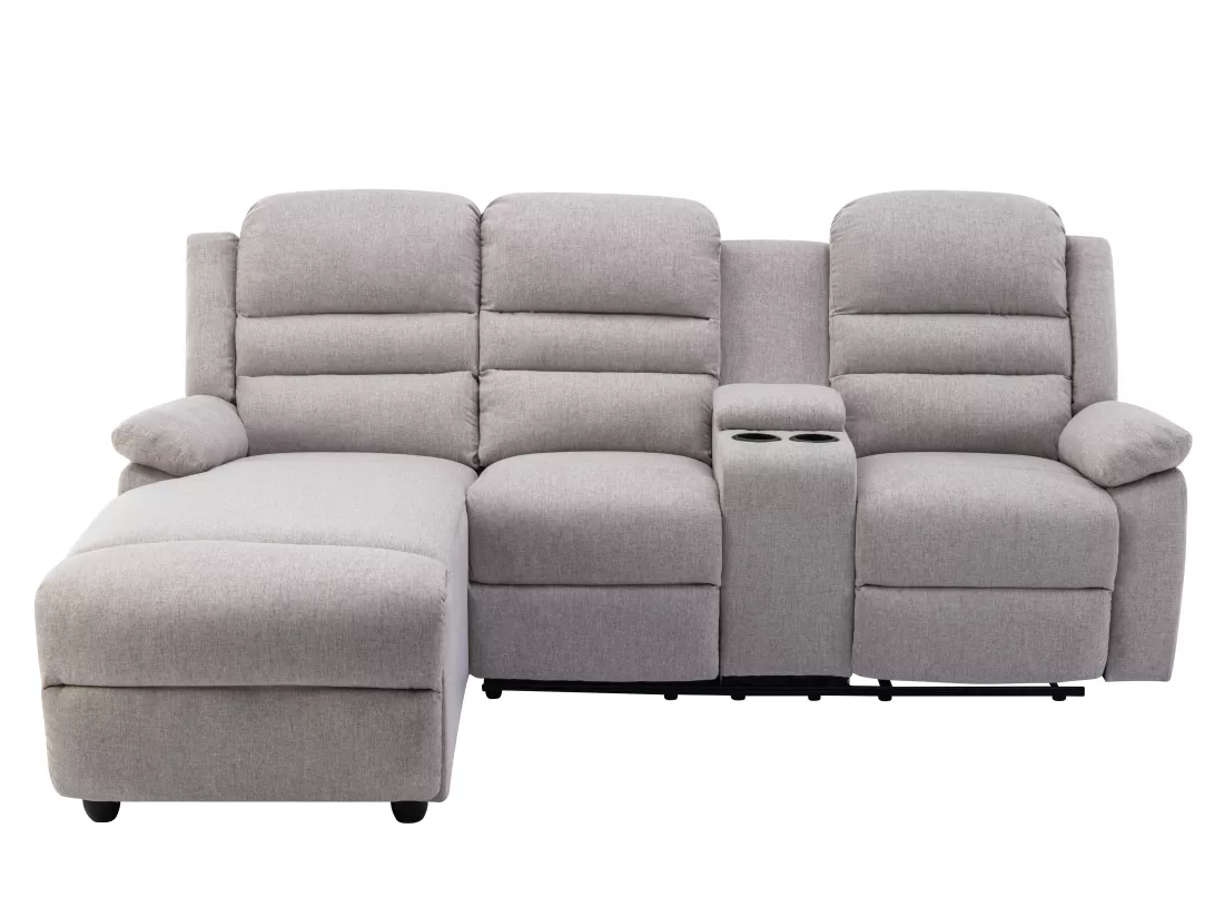 Canapé d'angle gauche relax en tissu beige MACEDONIA