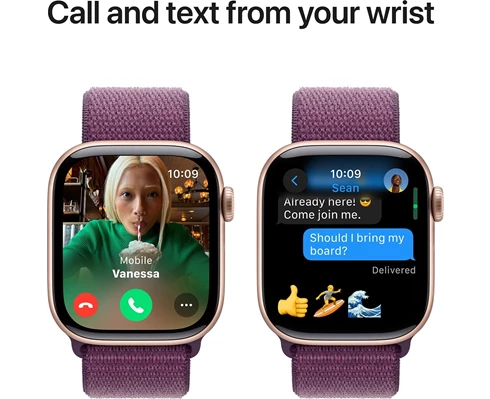 Apple Watch Series 10 GPS 42mm Rose Gold Aluminium Case with Plum Sport Loop