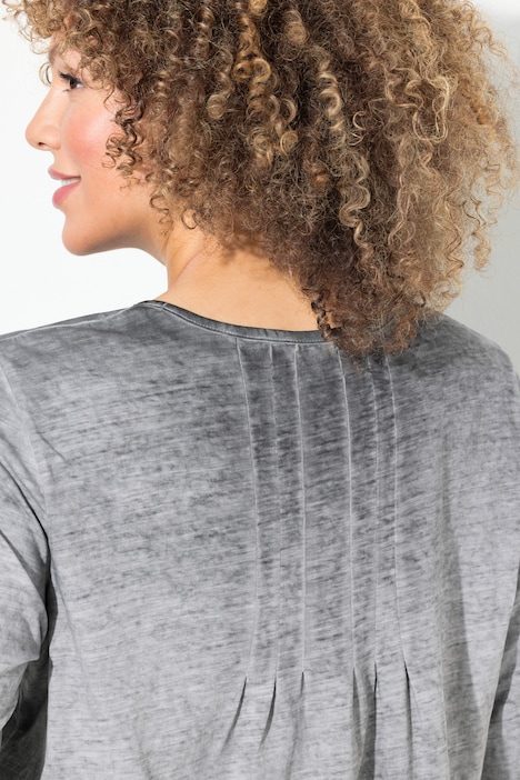 Shirt, Zierfalten, A-Linie, Rundhals, 3/4-Arm