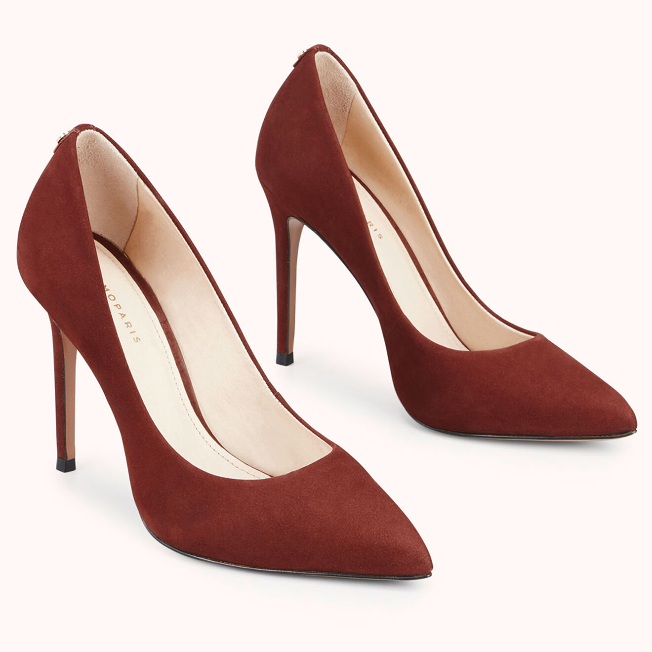 Cosmoparis Escarpins en Velours de Cuir Jissia rouge marroné - Talon 10 cm
