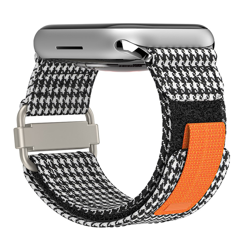 Apple Watch (49/46/45/44 mm) Nylon Armband mit Klettverschluss (Gelenkumfang: 135 - 220 mm) - Houndstooth / Orange