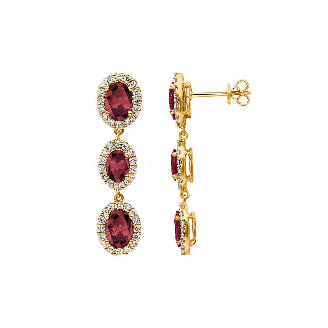 Ohrhänger 750/18 K Gelbgold mit Rubinen & Diamanten 0.89 ct H/si