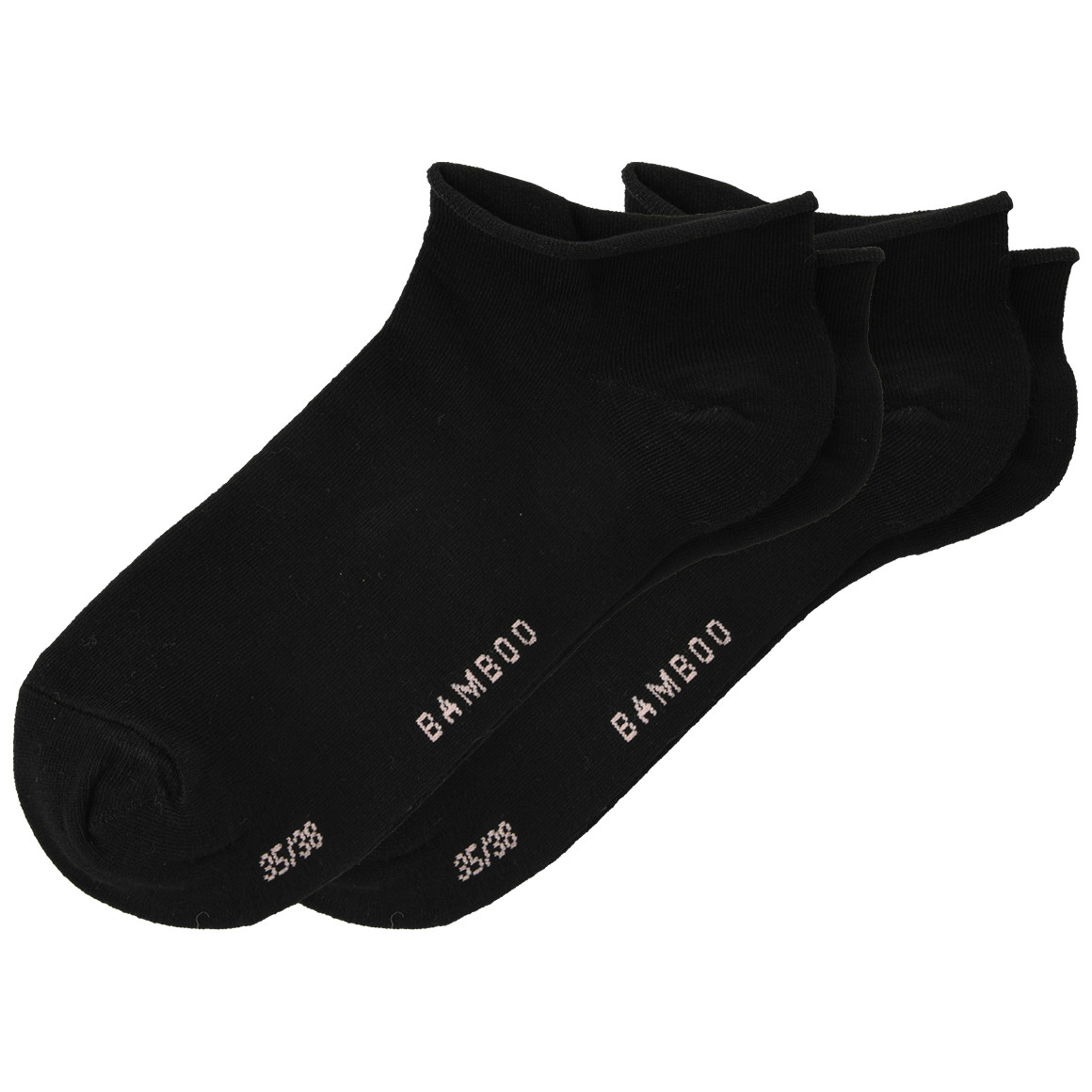 Gina Benotti 2 Paar Damen Sneaker-Socken mit Rollbündchen schwarz