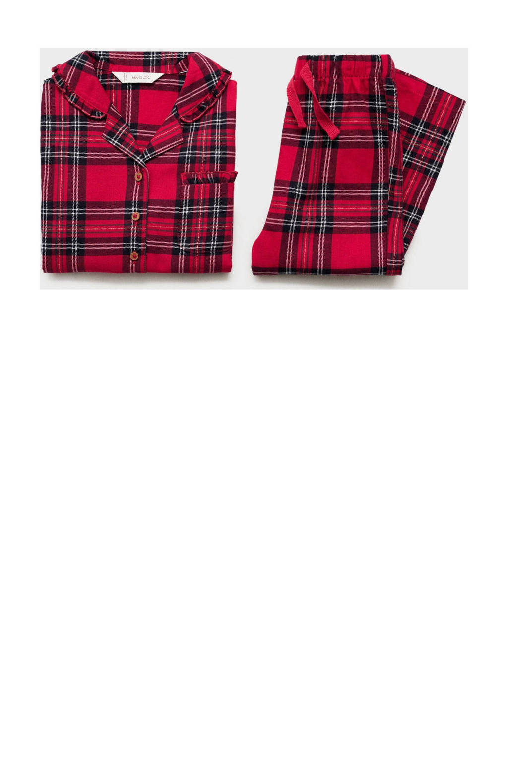 Mango Kids geruite pyama rood/zwart/wit