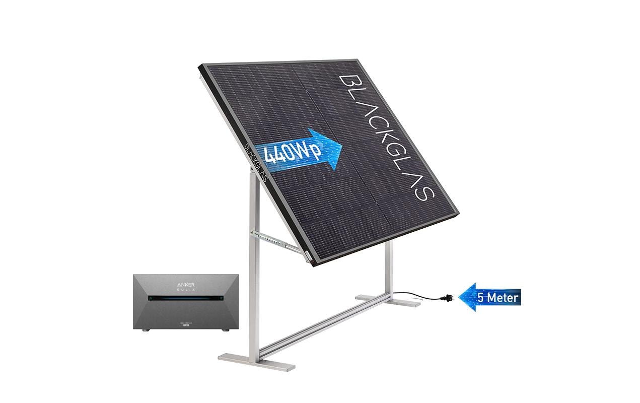 Solaranlage ECOstorage 440 W<br>Das All-in-One Balkonkraftwerk