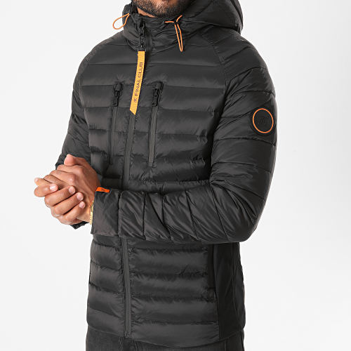 Doudoune Capuche Premium Tech Noir Orange
