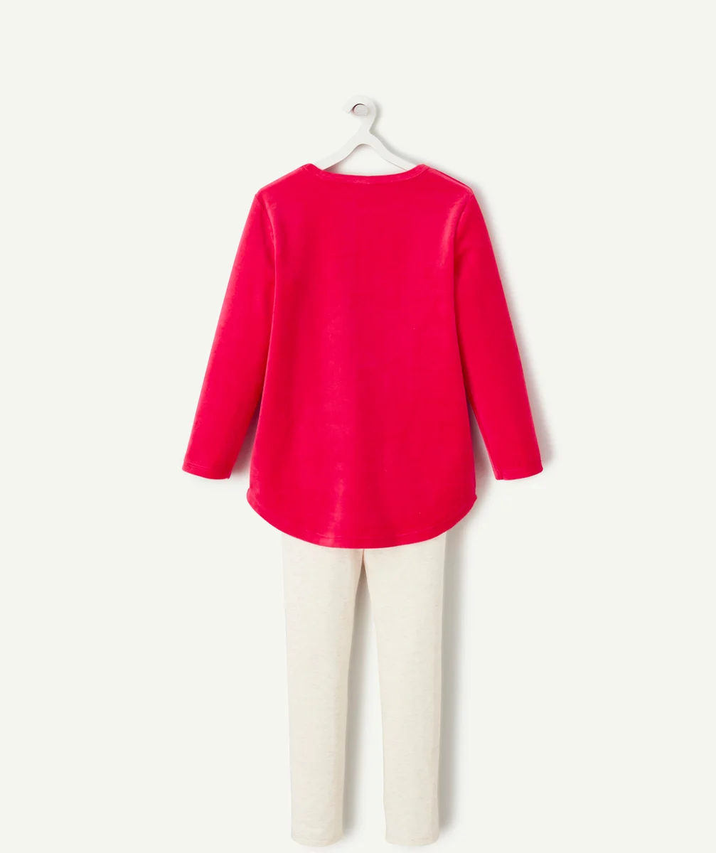 PYJAMA EN VELOURS FILLE EN FIBRES RECYCLÉES ROSE