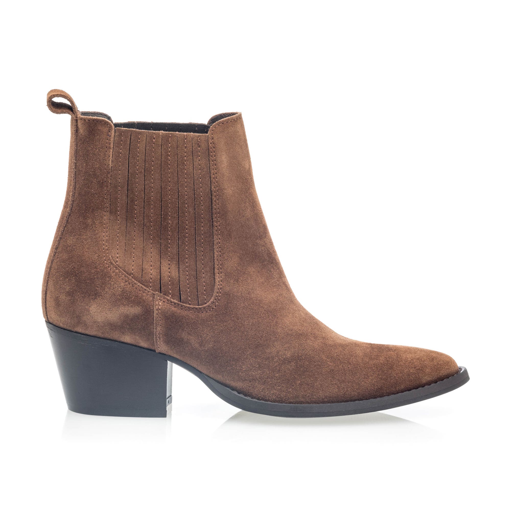 Boots chelsea à talon Femme en cuir cognac