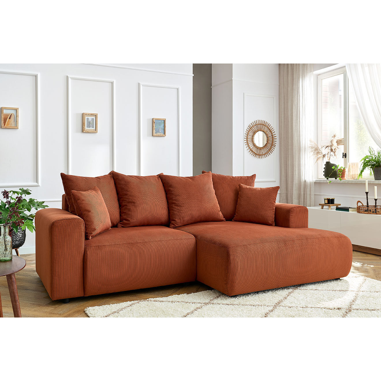 Bobochic Canapé d'angle fixe droit Enjoy orange - 237x147x95 cm