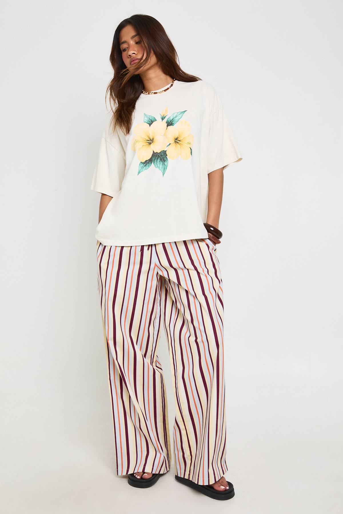 boohoo Pantalon Large En Popeline À Cordon De Serrage