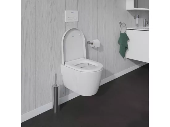 WC suspendu compact sans bride DURAVIT Me by Starck avec abattant frein de chute