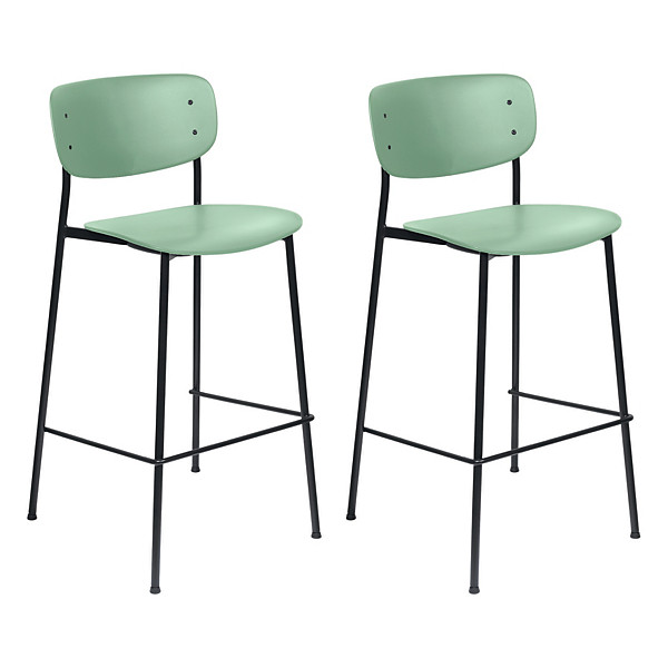 Tabourets hauts Soho pied noir assise verte (lot de 2)