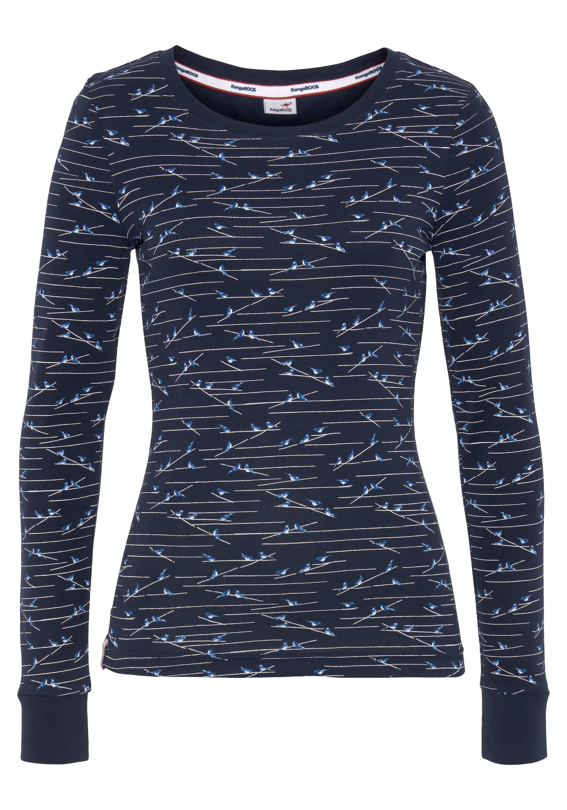 KangaROOS Langarmshirt , sehr figurbetonte Passform,  Rundhalsausschnitt,  aus 100% Baumwolle