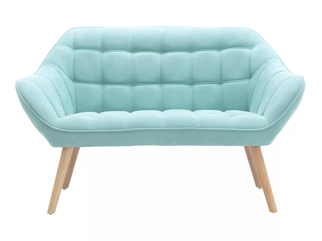 Canapé 2 places et fauteuil en tissu vert d'eau CASERTA