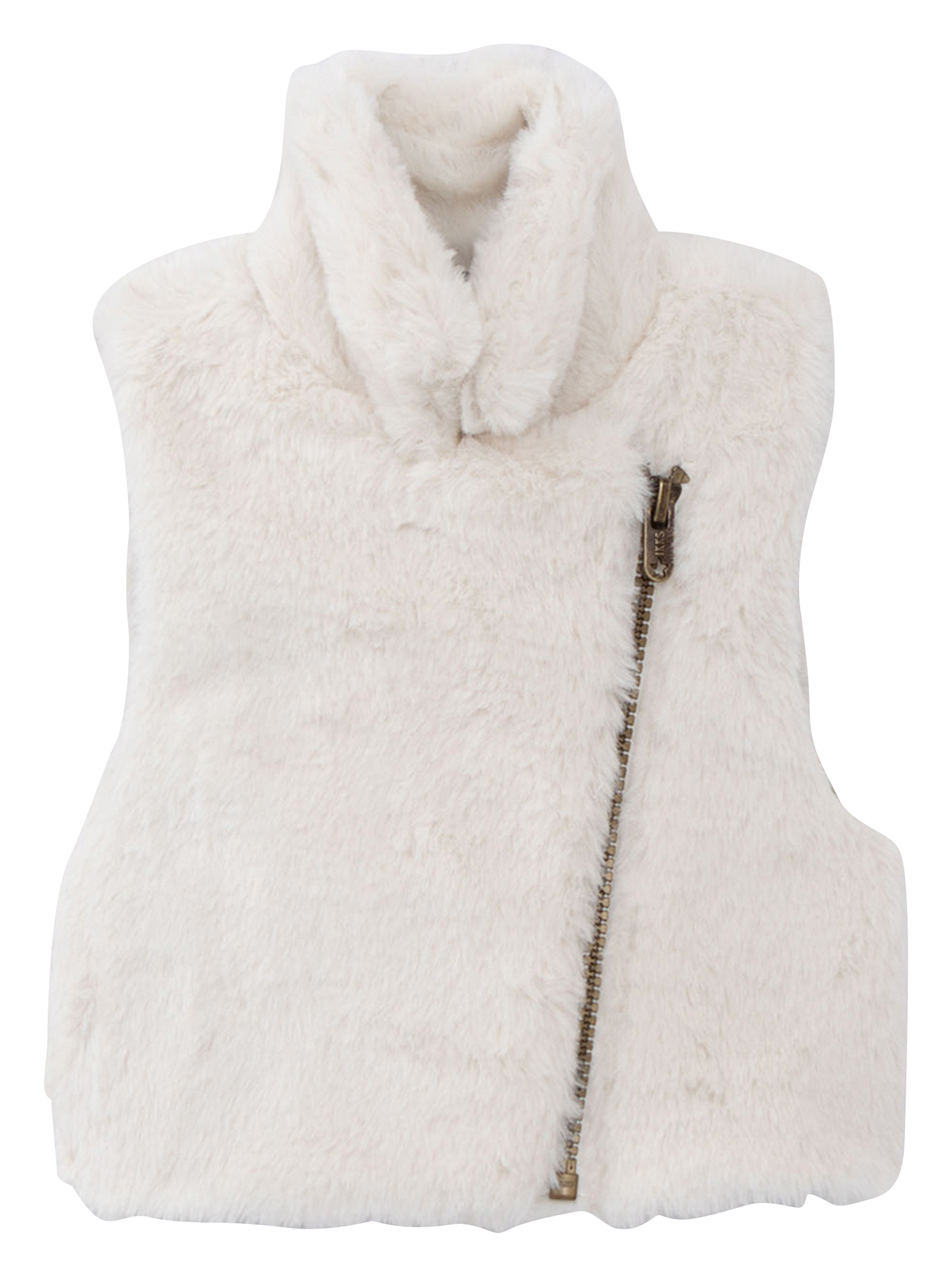 Gilet col classique droit en fourrure synthétique | Blanc