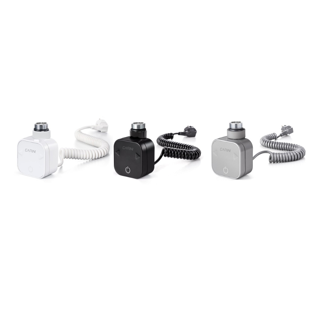 Sanicare Carini elektrische Wifi radiator 112x45cm zwart met thermostaat chroom linksonder