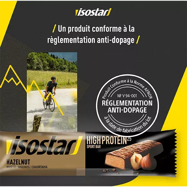 Barra de proteína Isostar High Protein 25 Sport sabor avelã, 3 unidades