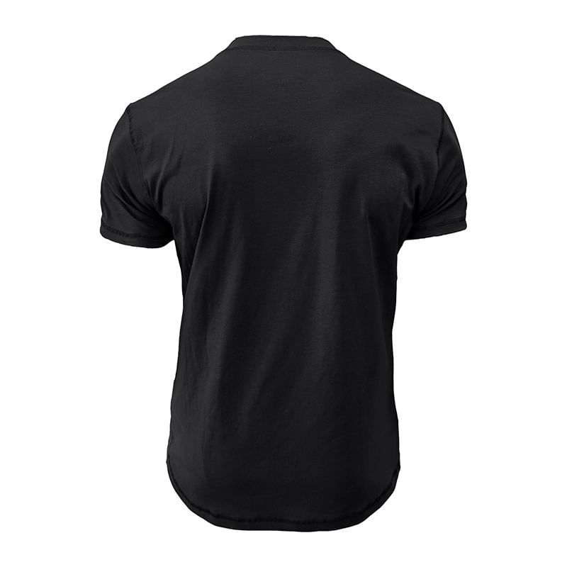 Dubbel Wit - Henley effen T-shirt met korte mouwen