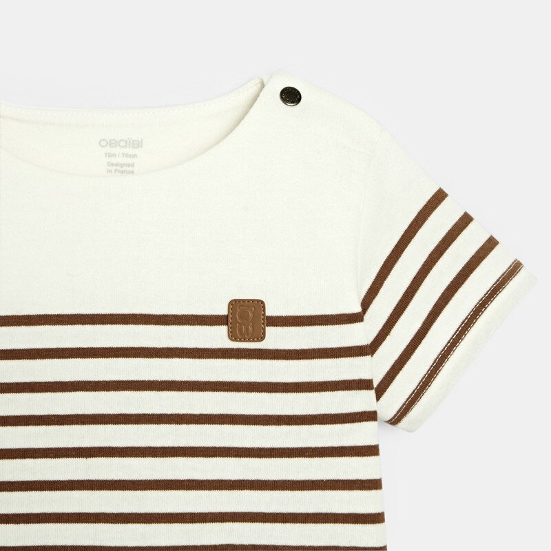 T-shirt marinière marron bébé garçon Marron