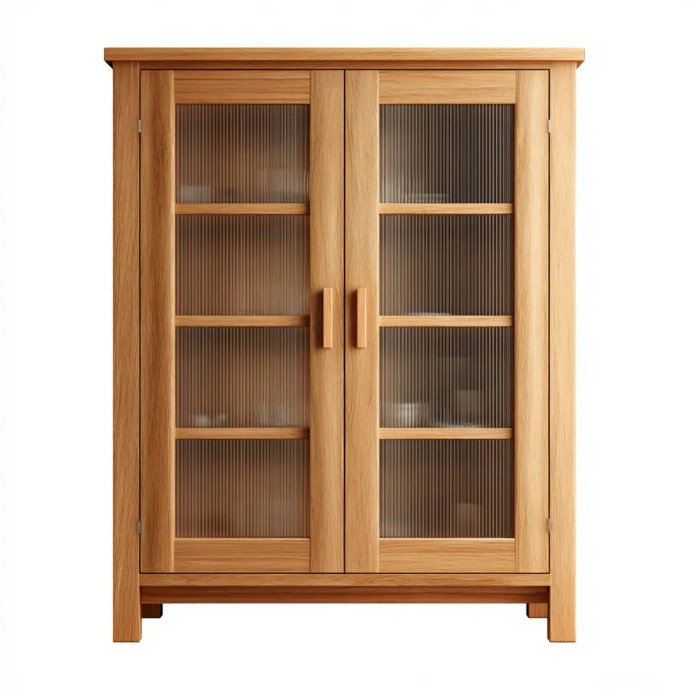 Holzschrank Glasfront 100x45x160 cm - Eiche - Modernes Design