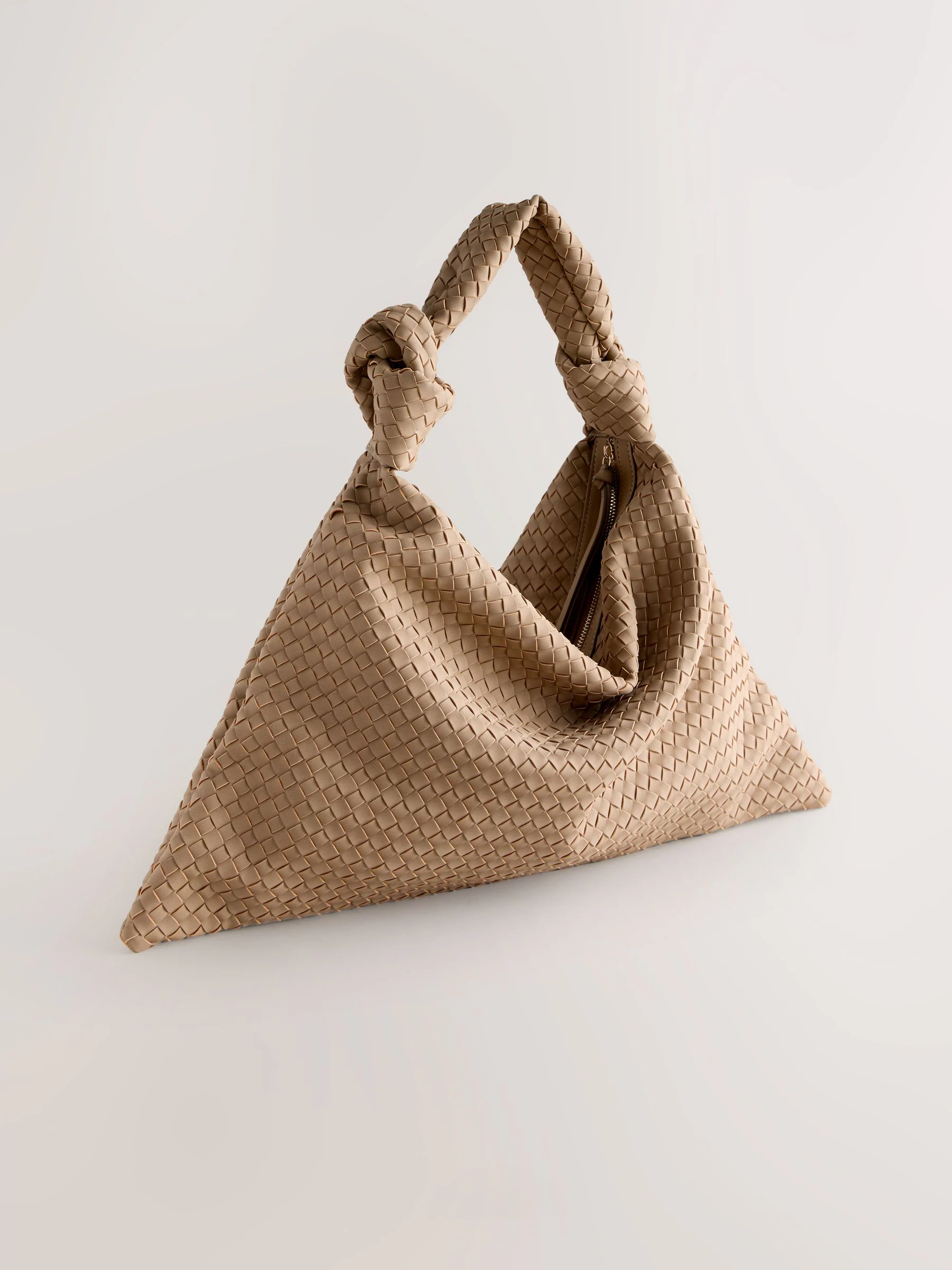 Lichtbruin - Faux Suede Weave Shoulder Bag