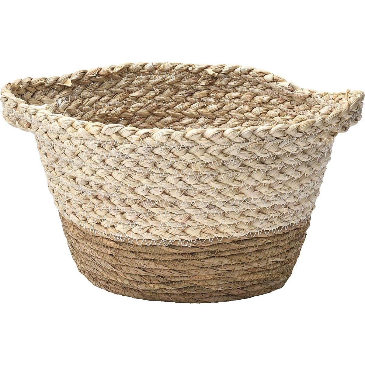 PANIER EVASE MAIS ET VEGETALE 30X20X16CM NATUREL BLANC