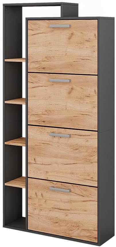 Vicco Schuhkipper Orlando, Goldkraft Eiche/Anthrazit, 80 x 166.1 cm mit 4 Fächern