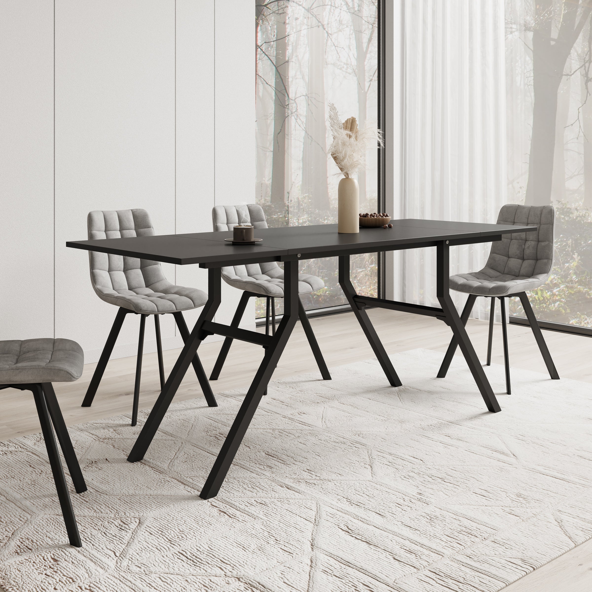 Xalir - Salontafel uitschuifbaar tot eettafel - Zwart - 100x70x40 cm