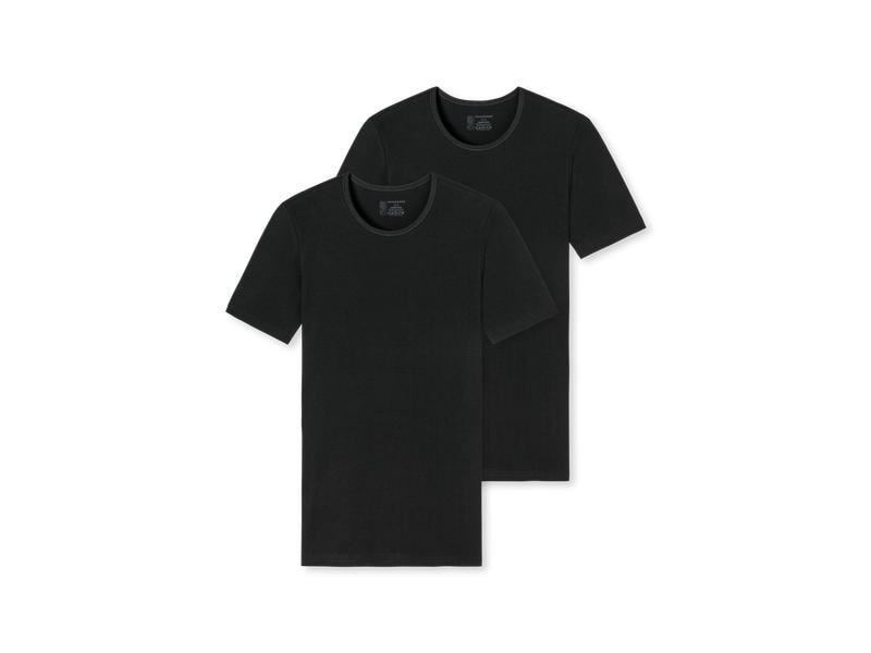 SCHIESSER Unterhemd Herren 2-er Pack, Schwarz, L Kurzarm-Shirts für Herren