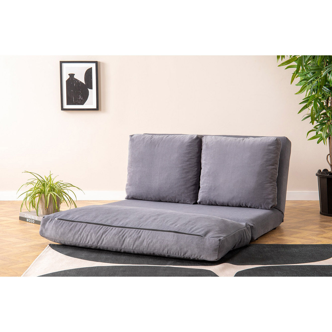 Homitis Banquette Convertible 2 places Taida grise - 120x68x26 cm