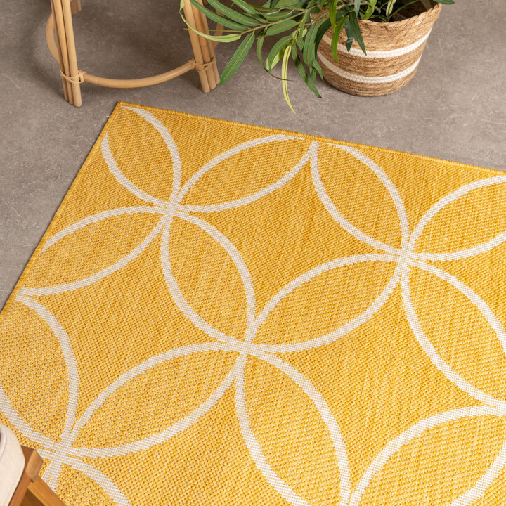 Geometrisch buitenkleed - Faro Ripple Geel