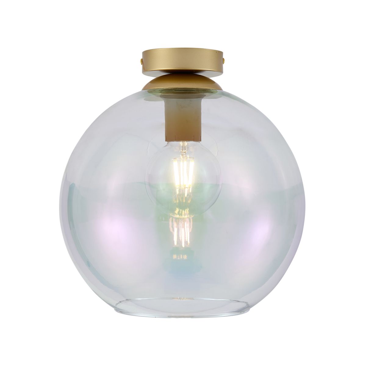 Art Deco plafondlamp goud met regenboog glas - Sandra