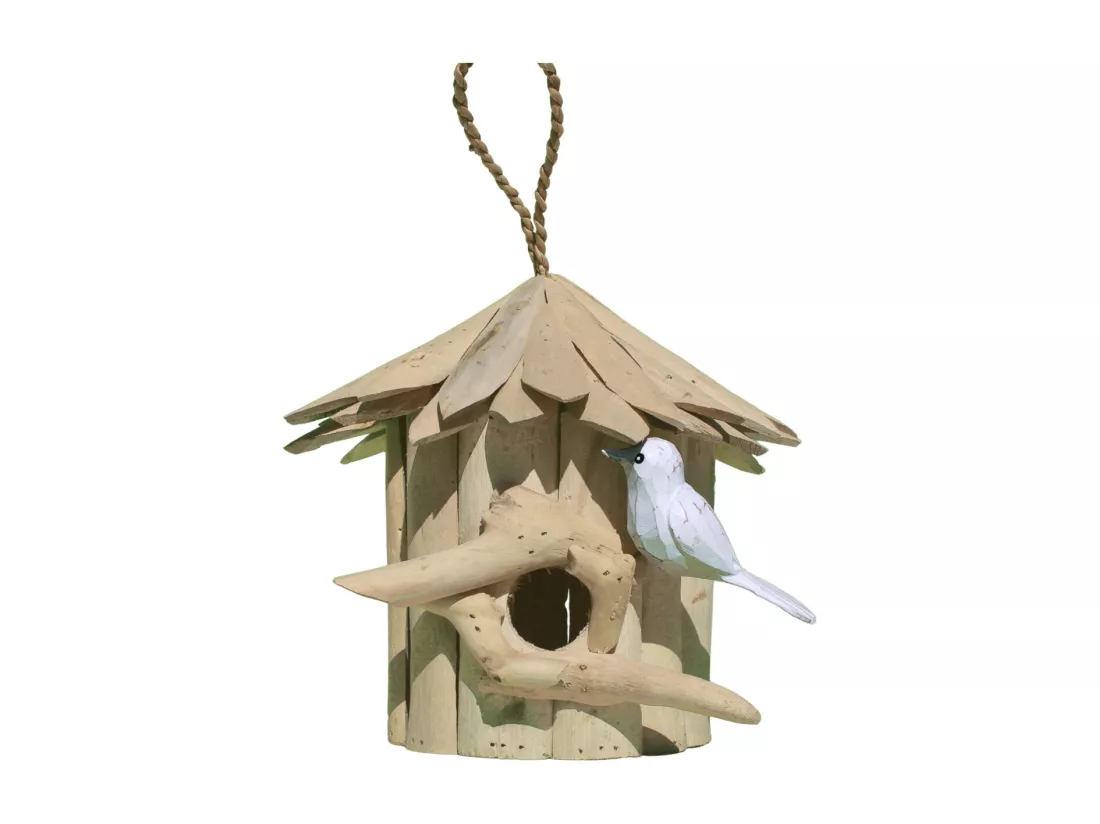 Nichoir rond en bois d'albésia 23 x 22 cm
