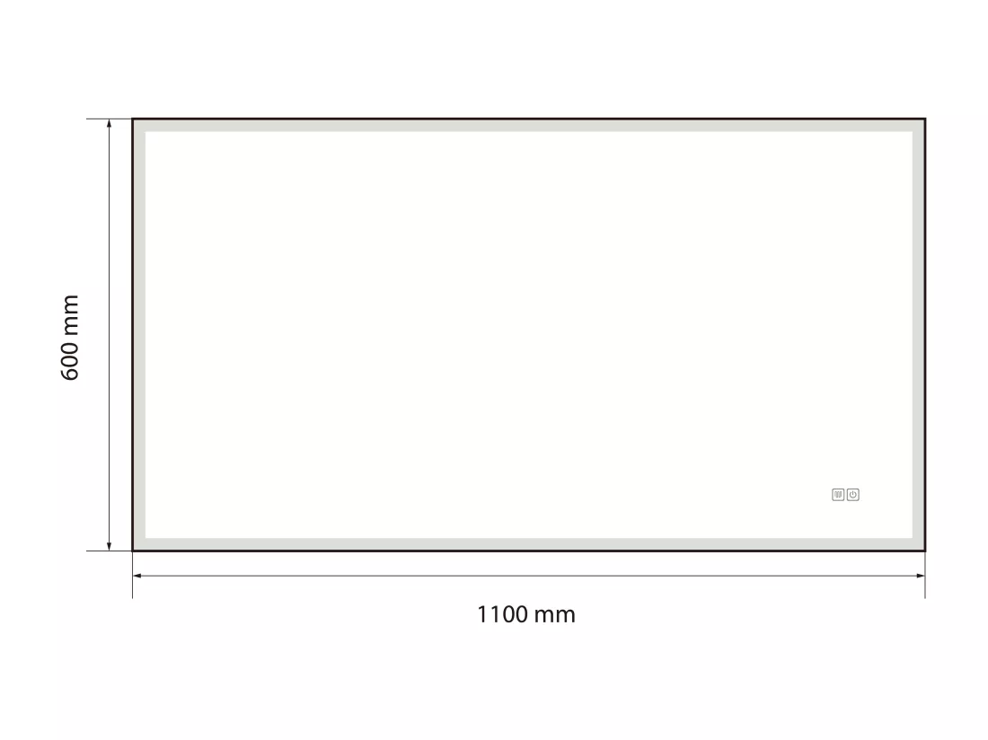 LuxuryBain- Miroir de salle de bain LED 110x60cm anti buée avec cadre en aluminium noir- LB-126080