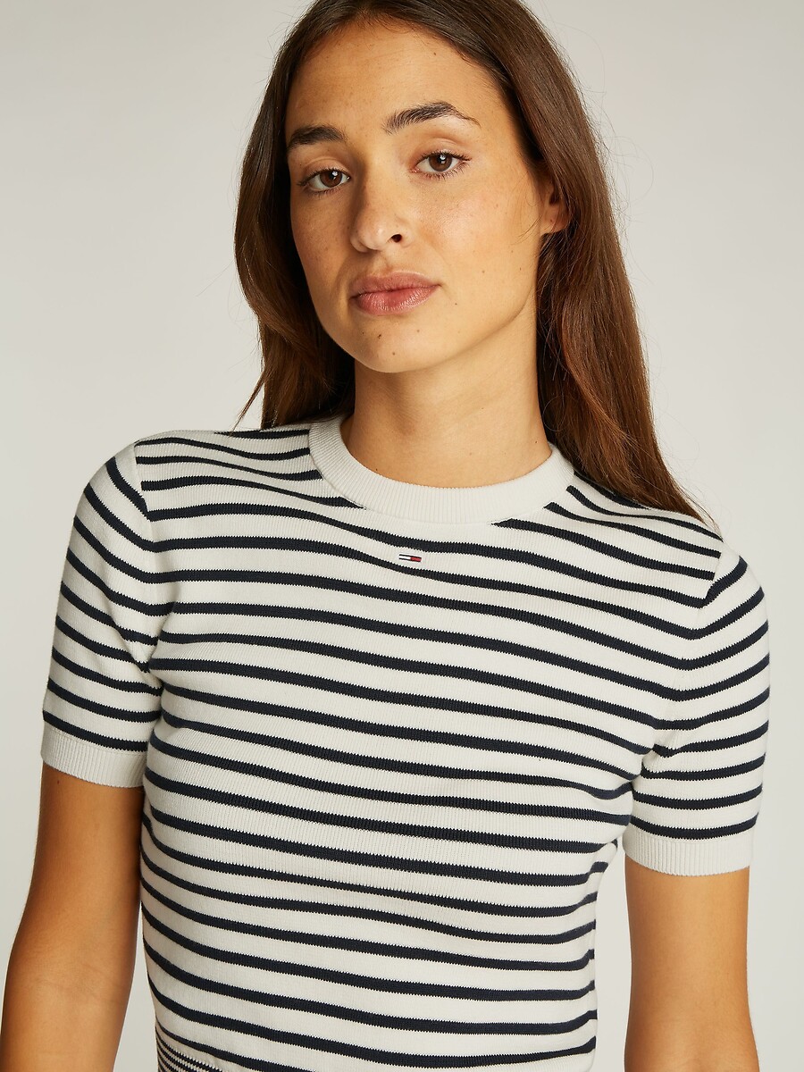 TOMMY JEANS<br>Suéter listrado de gola redonda