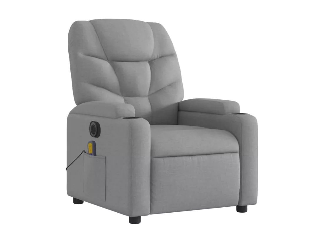 Fauteuil massant inclinable électrique gris clair tissu